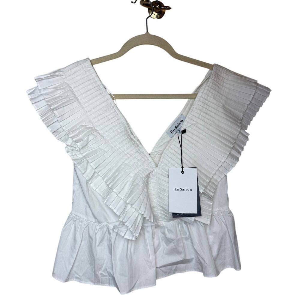NWT En Saison Lorena Blouse in White Sz. M - Picture 3 of 5